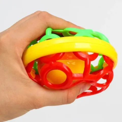 Minge Senzorială Siliconată pentru Bebeluși – Zornăitoare cu Bilă