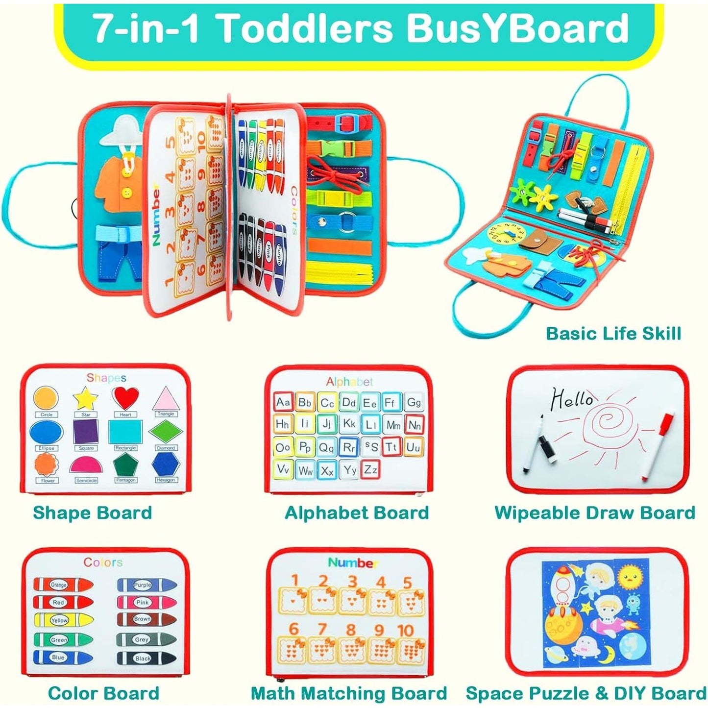 Carte Educațională Interactivă Montessori – Busy Board 8 pagini