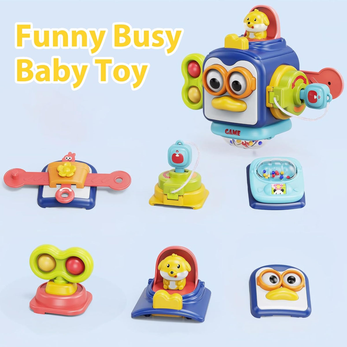 Pinguinul Busy Toy – o mulțime de activități pentru mânuțe curioase!