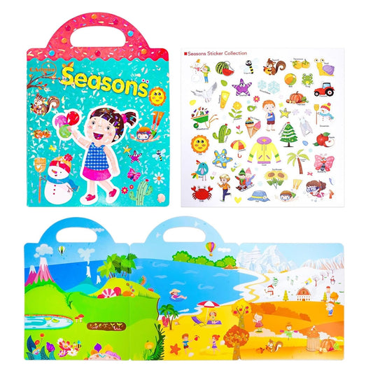 Cărticică cu stickere reutilizabile „Anotimpurile” – 39 piese
