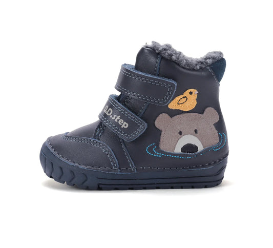 Ghete Super Îmblănite din Piele Naturală D.D.Step – Model Ursuleț, Bleumarin (material hidrofob)
