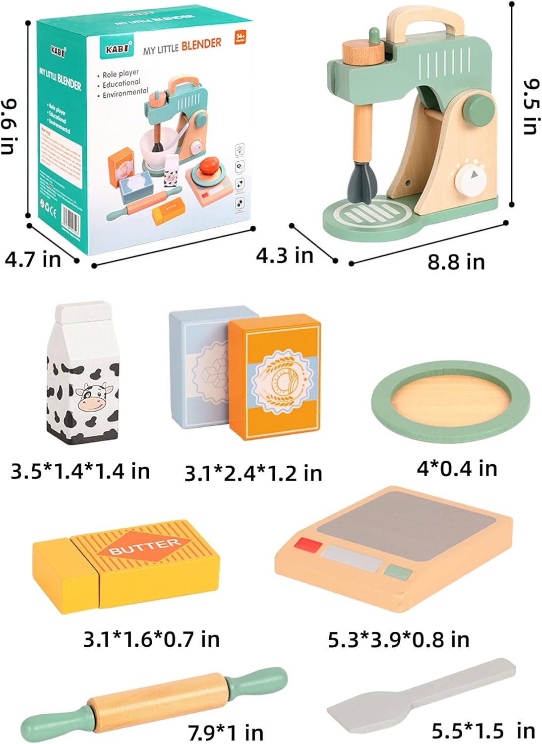 Micul meu atelier de prăjituri – Set mixer din lemn cu accesorii