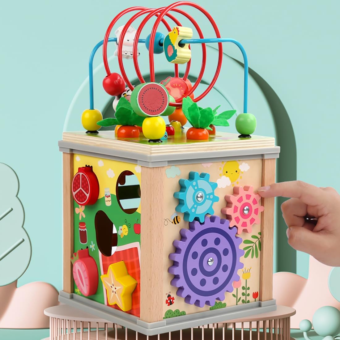 Centru educativ Montessori din lemn – Cub multifuncțional 10 în 1