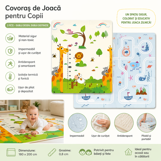 Covoraș de Joacă XXL – Girafe & Călătorie pe Mare