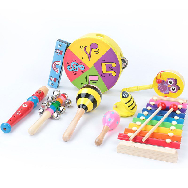 Set Montessori de instrumente muzicale din lemn