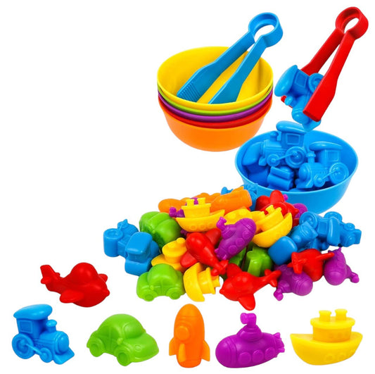 Set creativ de clasificare „Curcubeu cu Vehicule” – Joacă, învață, clasifică!