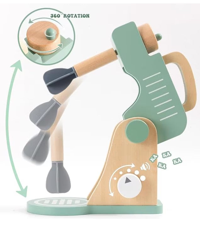 Micul meu atelier de prăjituri – Set mixer din lemn cu accesorii