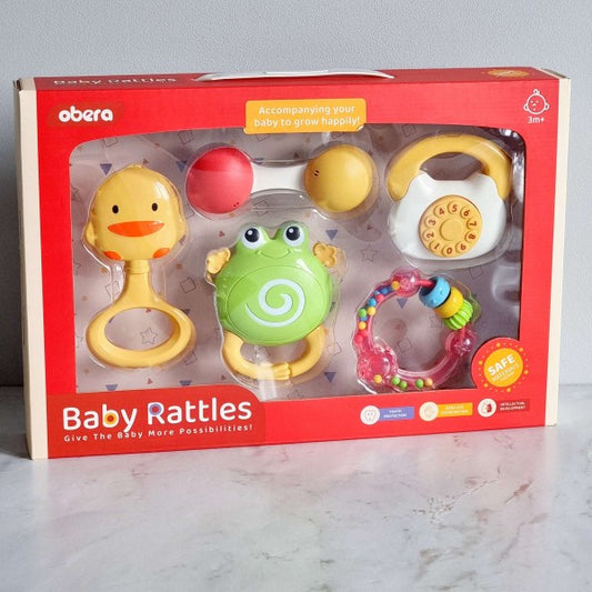 Set de zornăitori pentru bebeluși – 5 jucării colorate, sigure și ușor de prins!
