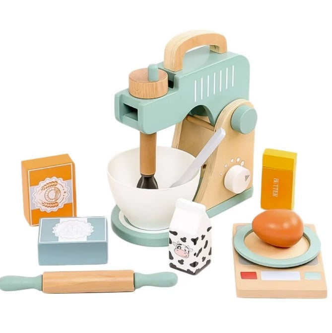 Micul meu atelier de prăjituri – Set mixer din lemn cu accesorii