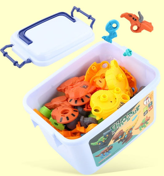 Set Dinozauri De Asamblat cu Autofiletantă Electrică – 4 Modele Interactive