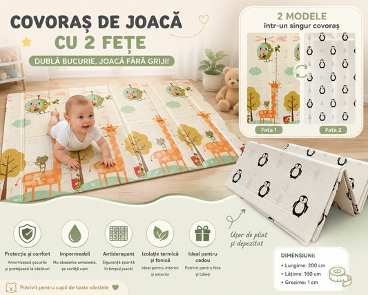 Covoraș de joacă XXL - Dublă bucurie, joacă fără griji