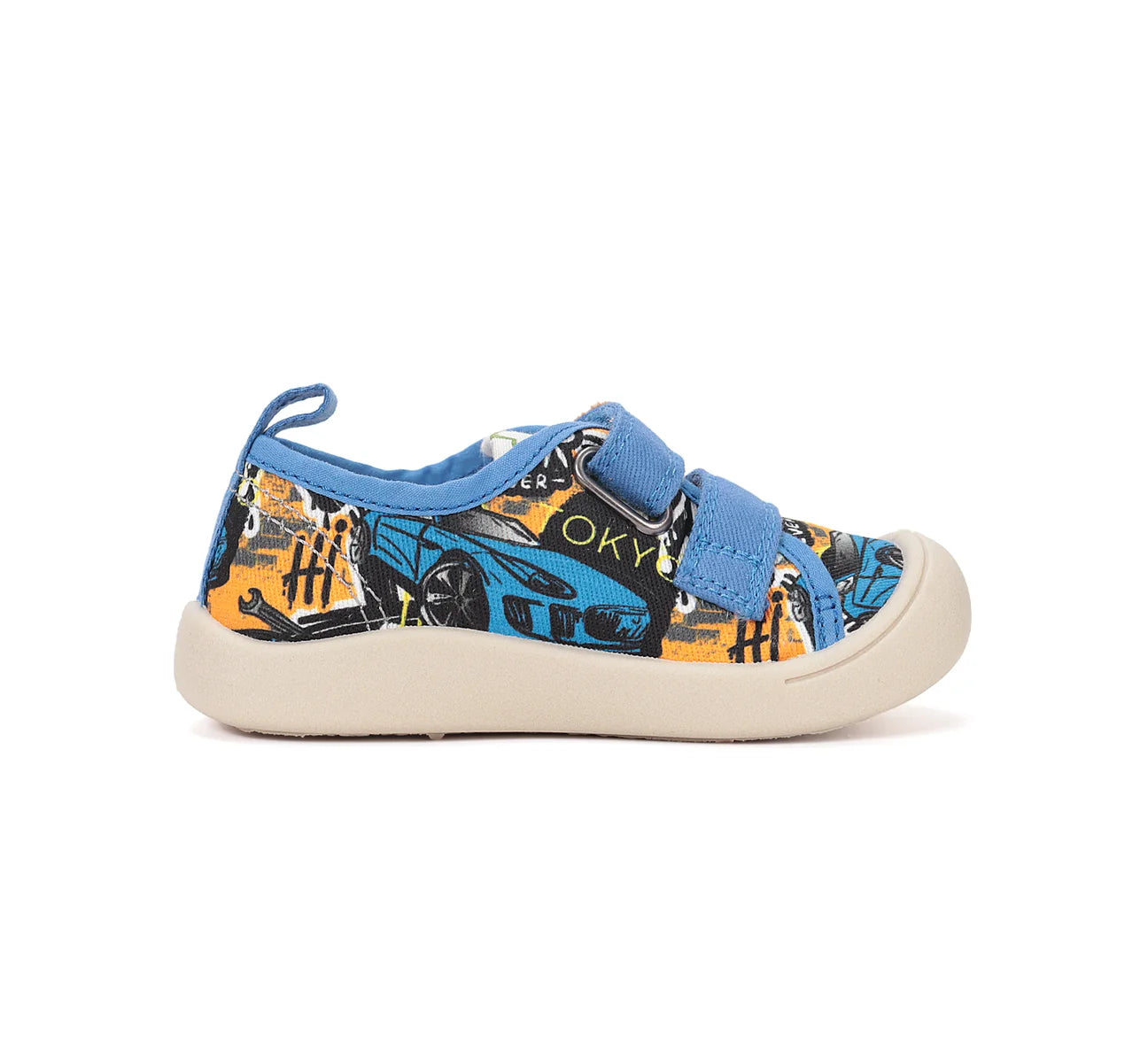 Pantofi sport din pânză D.D.Step pentru copii – model mașinuțe, albastru