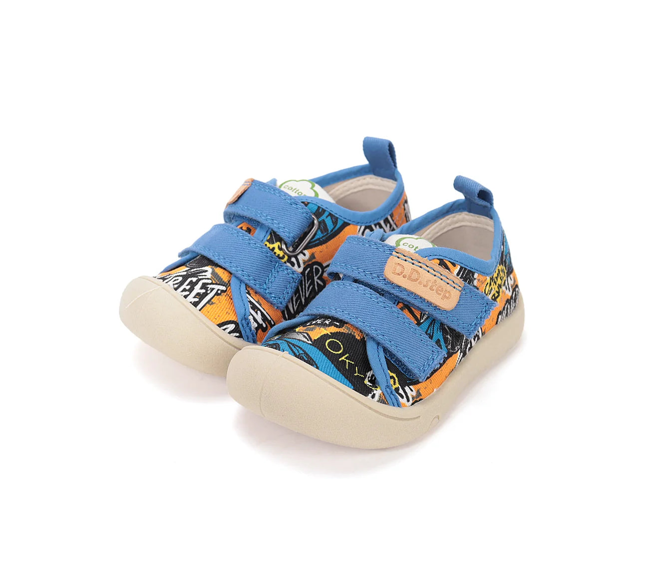 Pantofi sport din pânză D.D.Step pentru copii – model mașinuțe, albastru