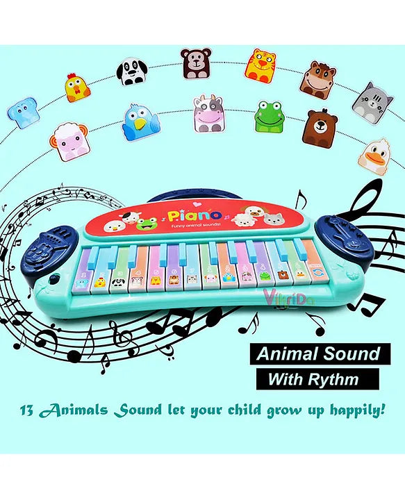 Pian electronic pentru copii cu sunete de animale și melodii