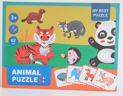 Set Educativ Puzzle Magnetic – Animale de la Zoo și Tablă de Scris