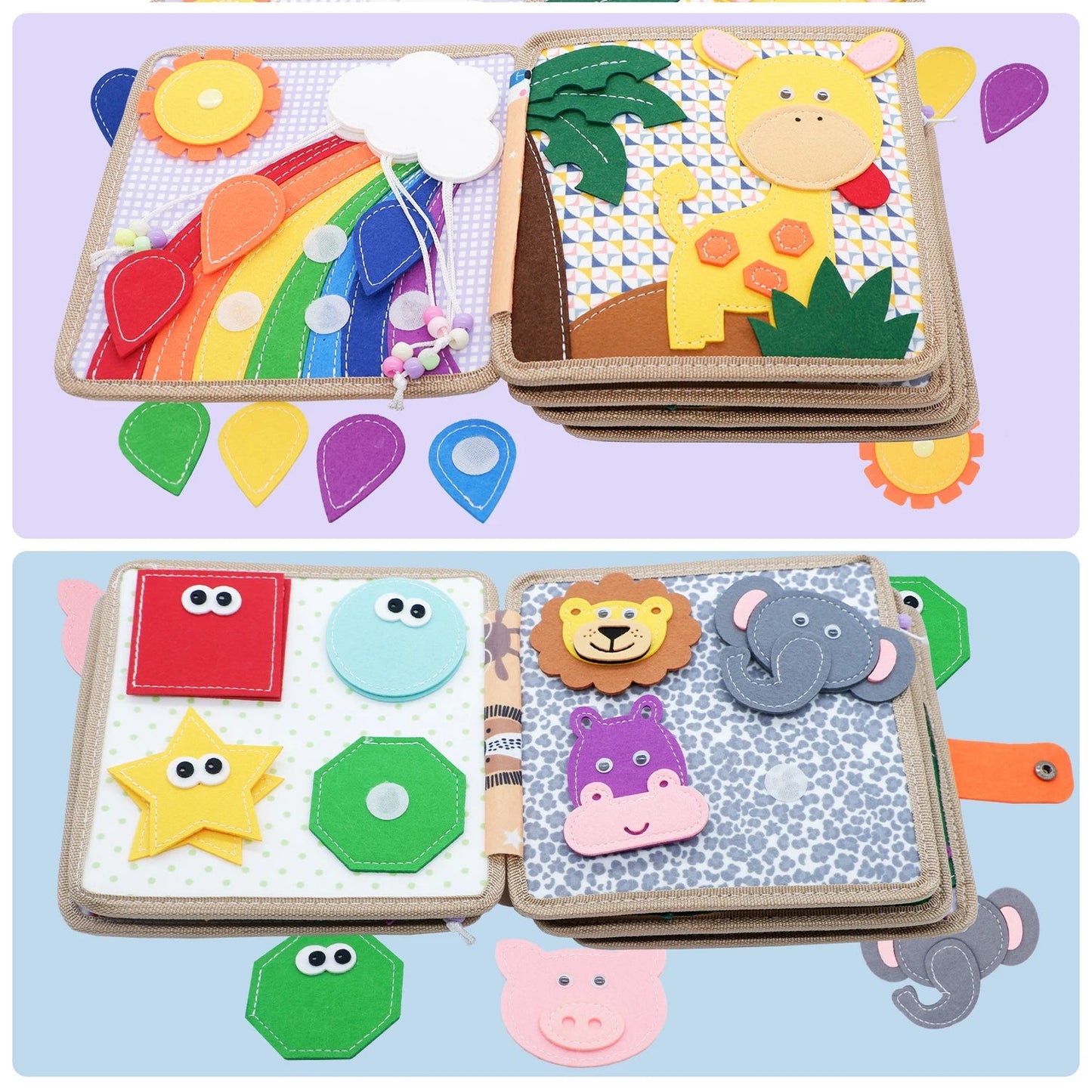 Busy Book Montessori cu elemente detașabile și activități senzoriale 8 pag.