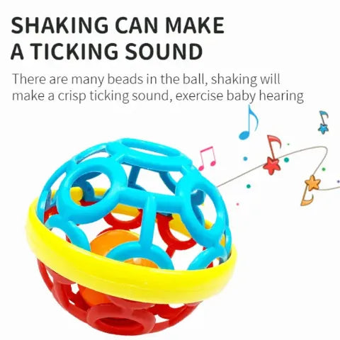 Minge Senzorială Siliconată pentru Bebeluși – Zornăitoare cu Bilă