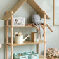 Raft în formă de căsuță din lemn natur – pentru jucării și cărți cu 2 sau 3 rafturi