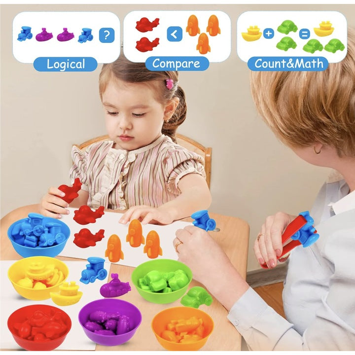 Set creativ de clasificare „Curcubeu cu Vehicule” – Joacă, învață, clasifică!