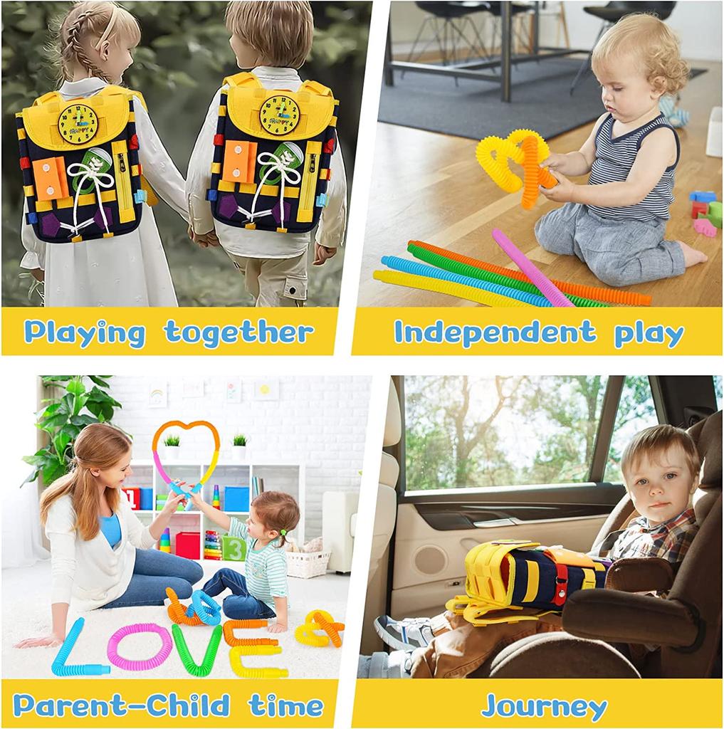 Ghiozdan Montessori Busy Board pentru copii 2-6 ani