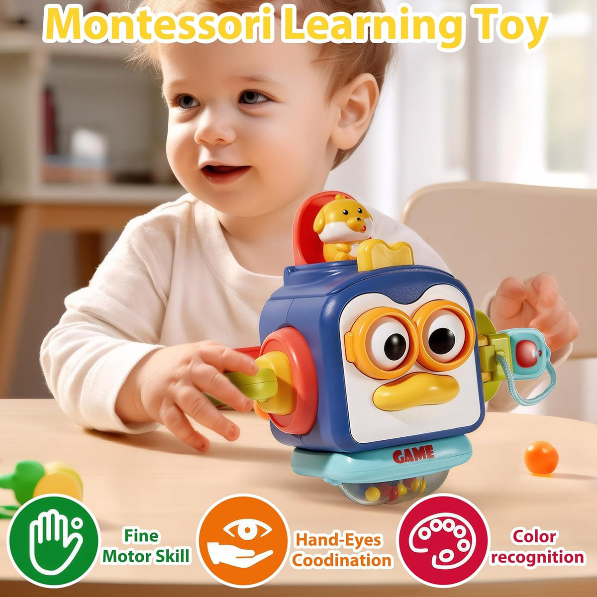 Pinguinul Busy Toy – o mulțime de activități pentru mânuțe curioase!