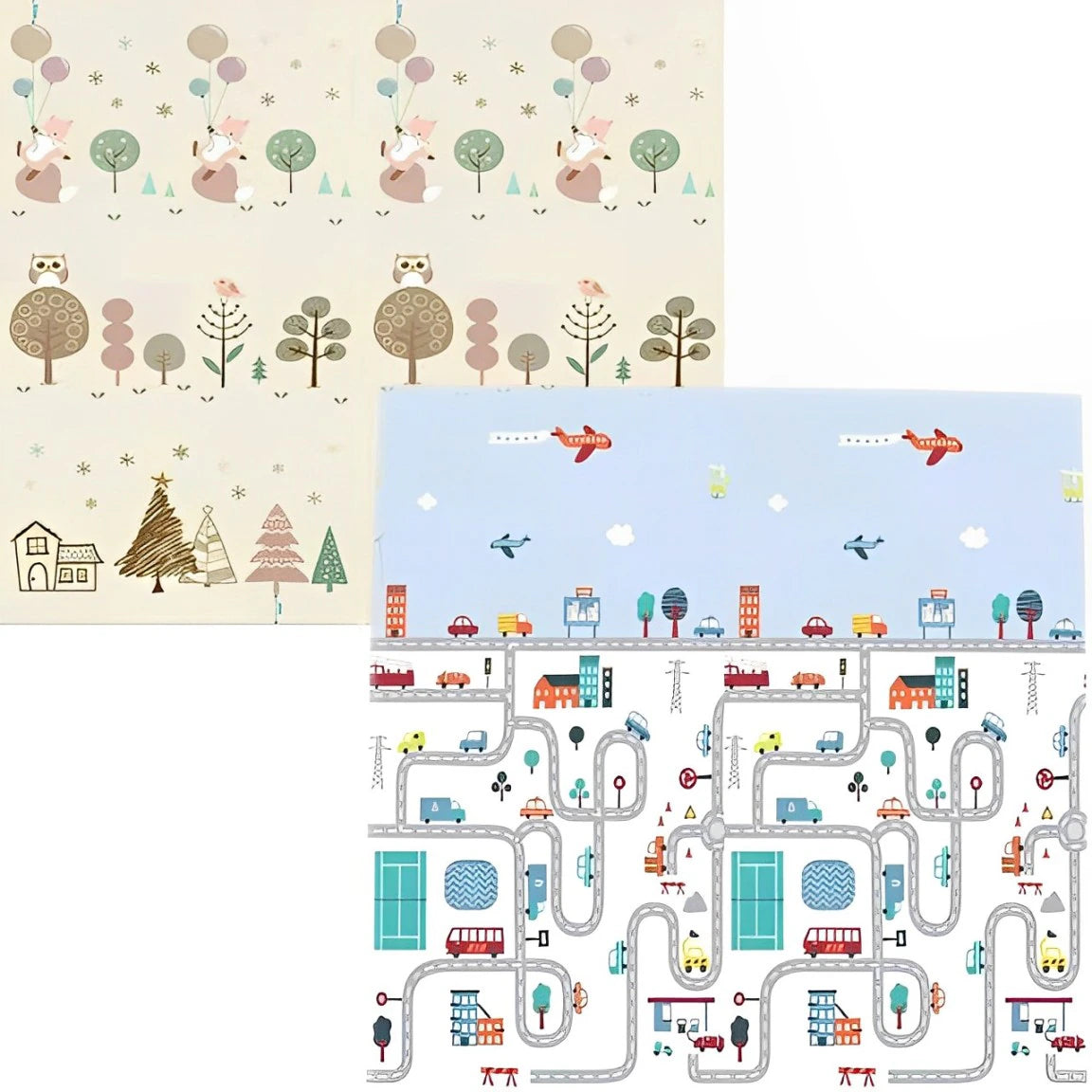 Covoraș de Joacă XXL – Model Vulpi & Pista de Mașini