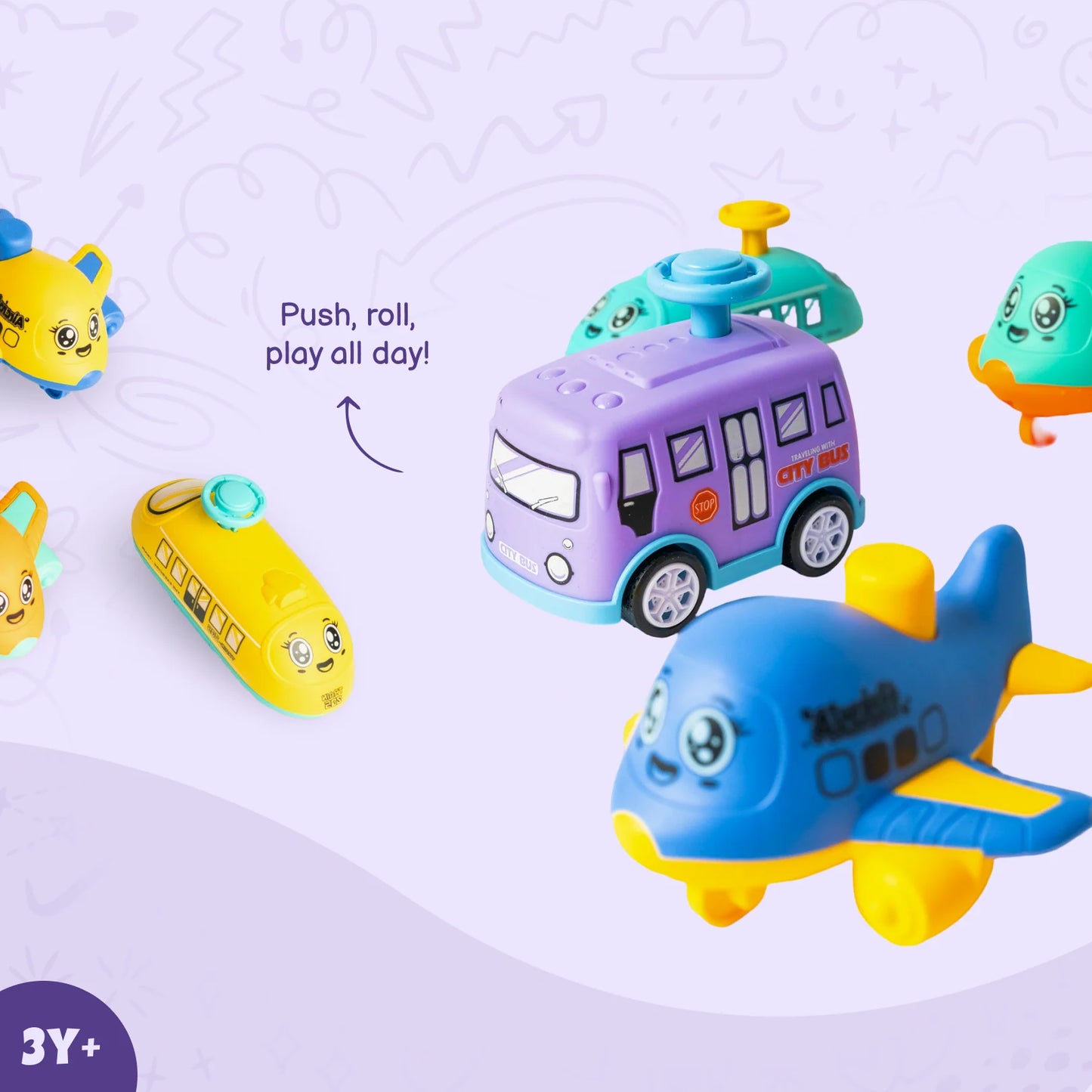 Set mașinuțe Press & Go – Bufnițe și Poliție