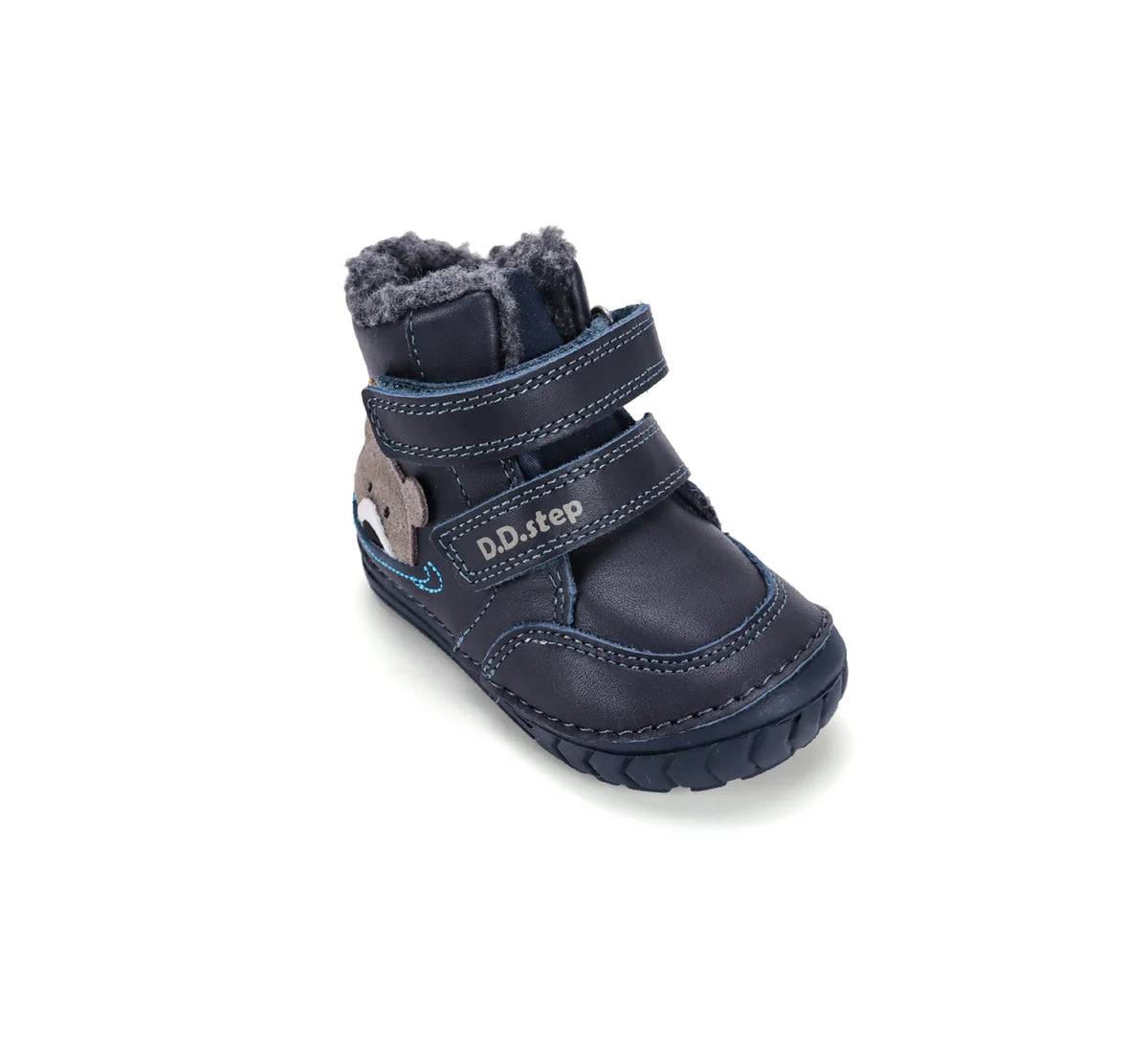 Ghete Super Îmblănite din Piele Naturală D.D.Step – Model Ursuleț, Bleumarin (material hidrofob)