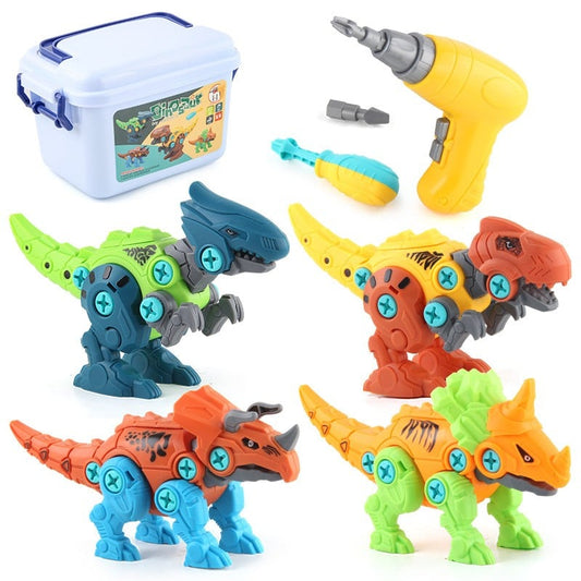 Set Dinozauri De Asamblat cu Autofiletantă Electrică – 4 Modele Interactive