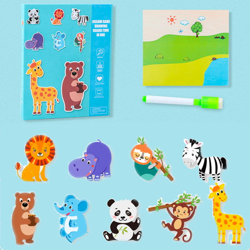 Carticică Magnetică 3 în 1 – Puzzle, Joc Magnetic și Tablă de Desen