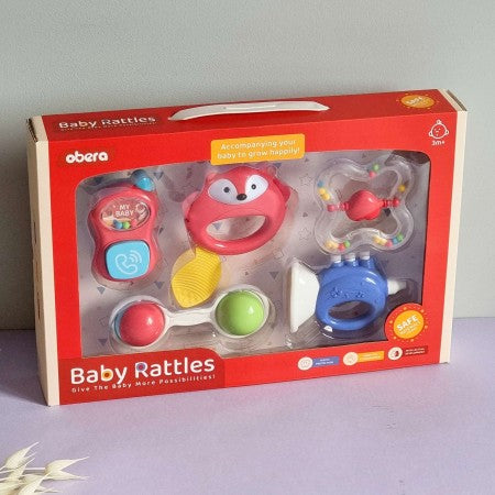 Set de zornăitori pentru bebeluși – 5 jucării colorate, sigure și ușor de prins!