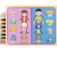 Puzzle încastru din lemn cu butoni – Îmbracă fetița și băiatul