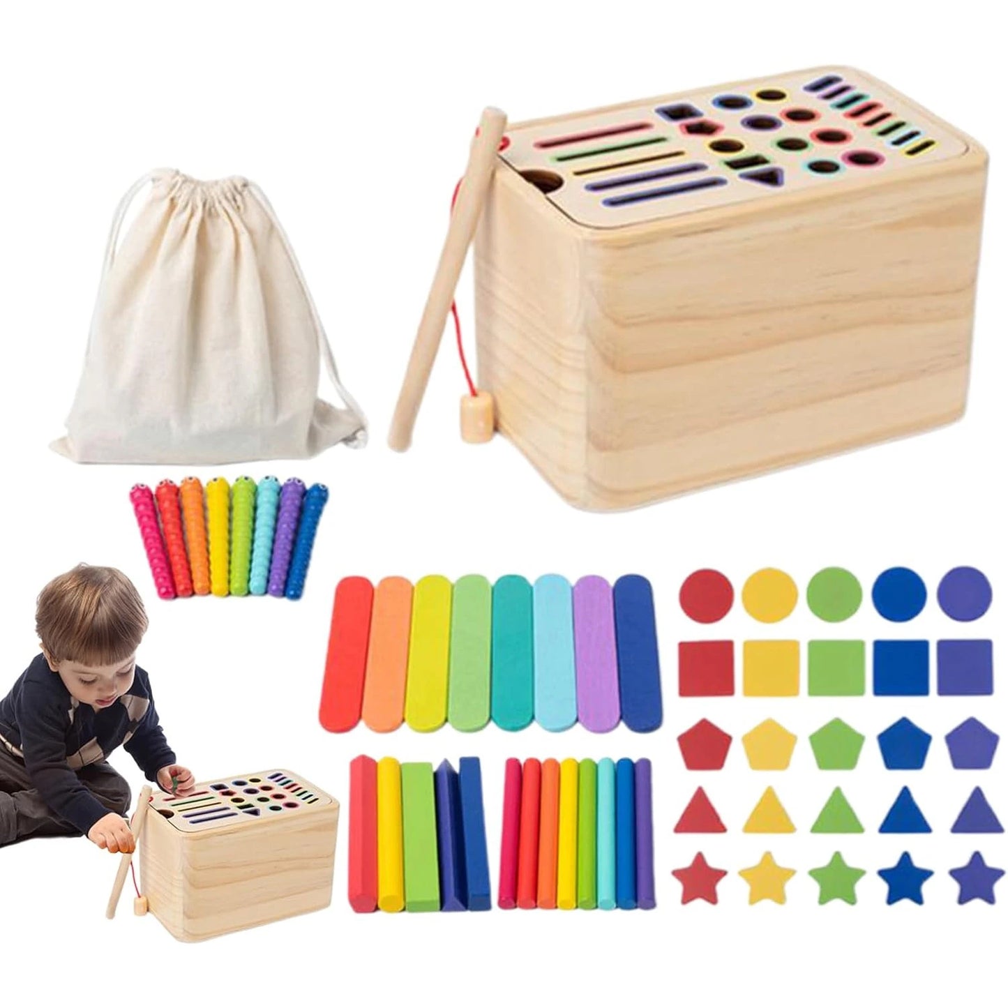 Jucărie Educativă din Lemn cu Activități Montessori Interactive