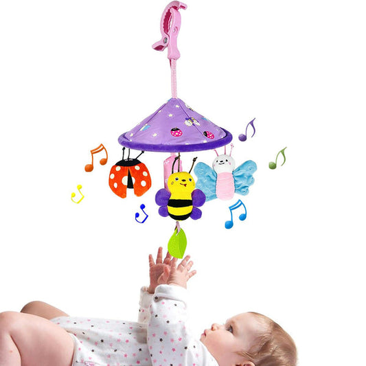 Carusel pentru bebeluși – jucărie suspendată cu sunete și forme colorate