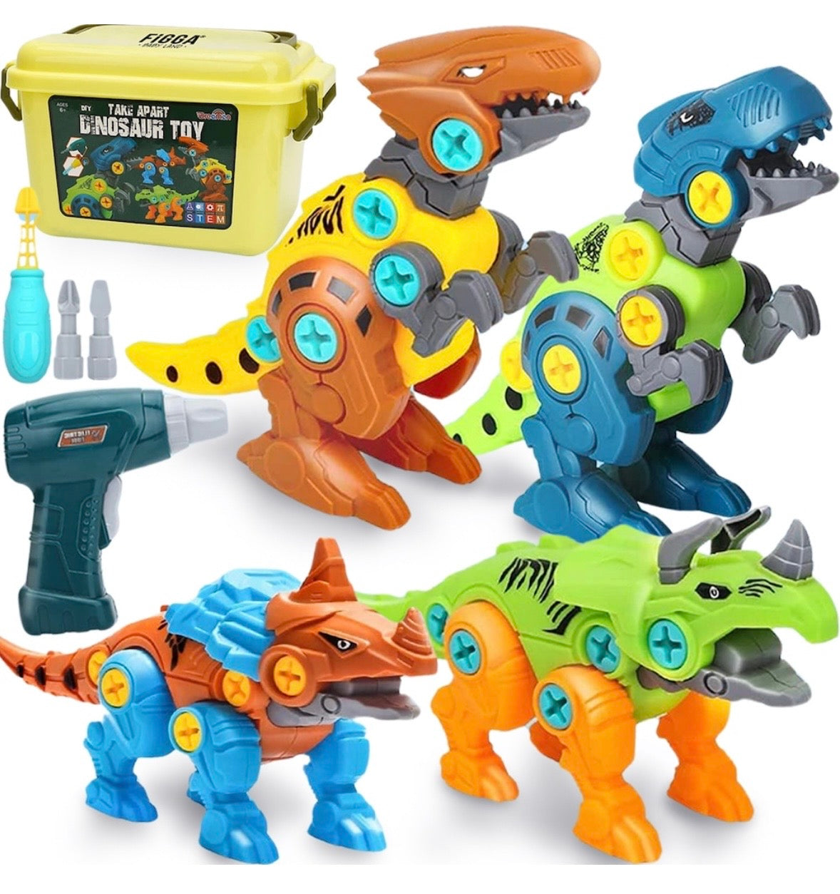 Set Dinozauri De Asamblat cu Autofiletantă Electrică – 4 Modele Interactive