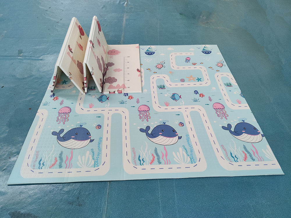 Covoraș de joacă pliabil XXL ursuleț/balenă