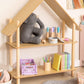 Raft în formă de căsuță din lemn natur – pentru jucării și cărți cu 2 sau 3 rafturi