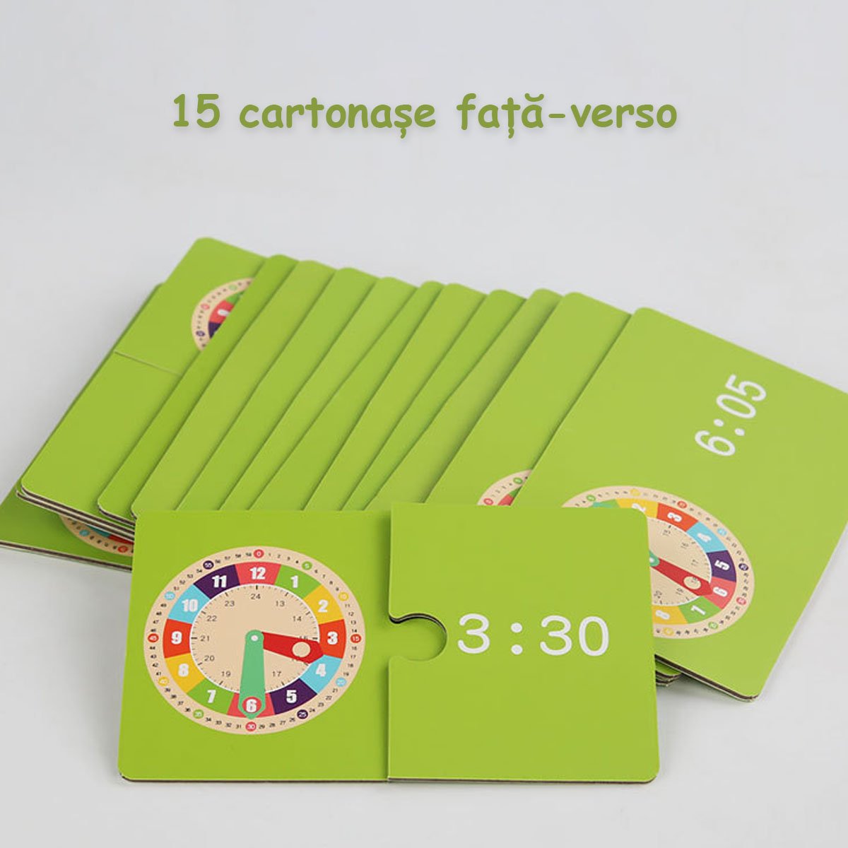 Ceas educativ din lemn cu carduri – Învățarea orei devine o joacă! (3+ani)