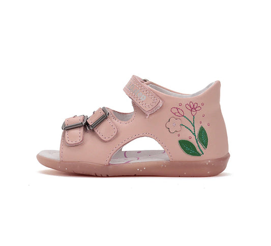 Sandale Barefoot cu flori din piele naturală