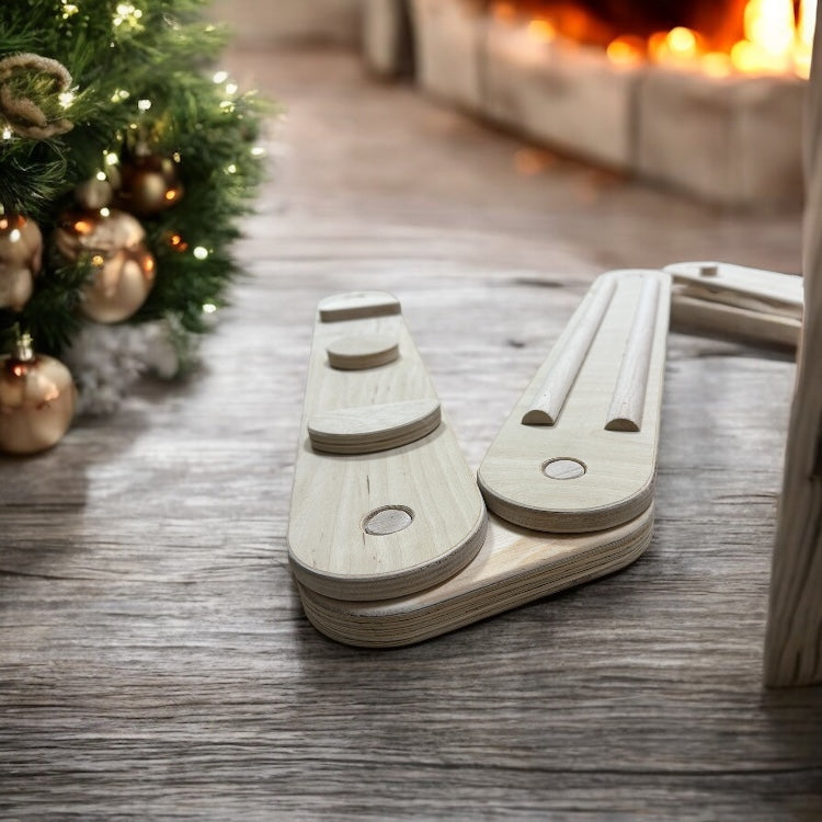 Traseu de echilibru Montessori pentru copii - Set 5 piese din lemn natural