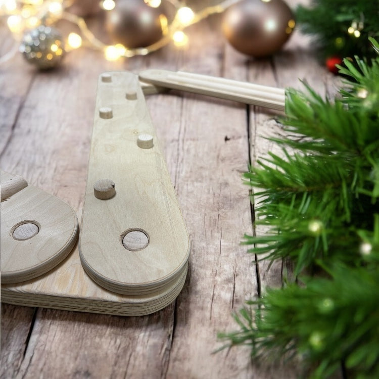 Traseu de echilibru Montessori pentru copii - Set 5 piese din lemn natural