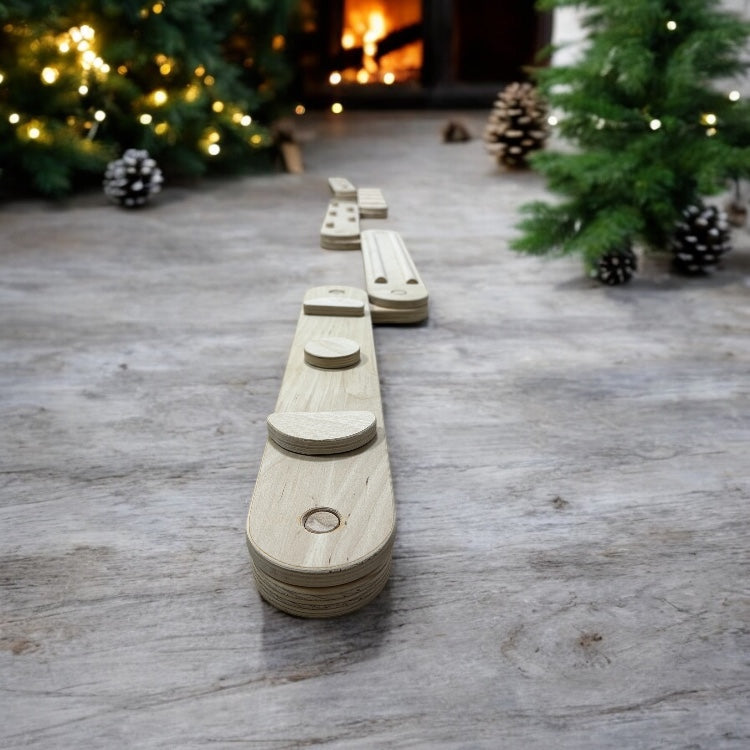 Traseu de echilibru Montessori pentru copii - Set 5 piese din lemn natural