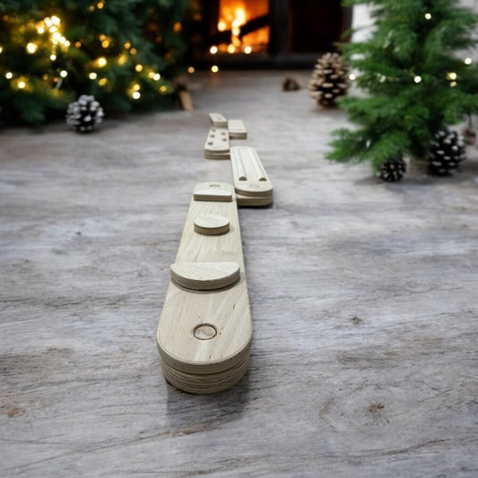 Traseu de echilibru Montessori pentru copii - Set 5 piese din lemn natural