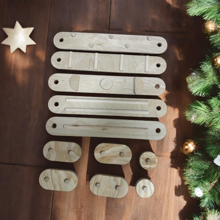Traseu de echilibru Montessori pentru copii - Set 5 piese din lemn natural