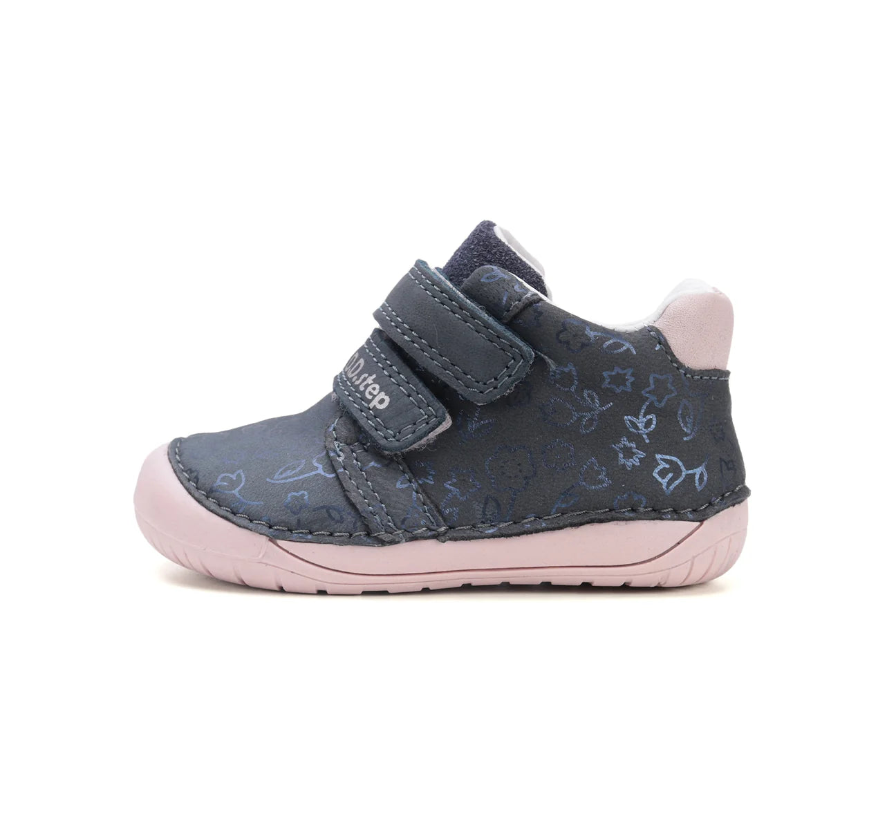 Pantofi barefoot  din piele naturală - Blue Atumn Flowers